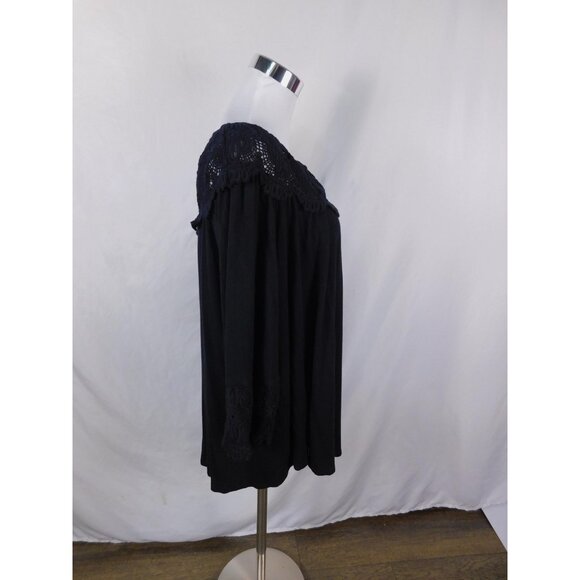 Peck & Peck Black Crochet Off Shoulder Top Boho Witch M - Picture 7 of 11